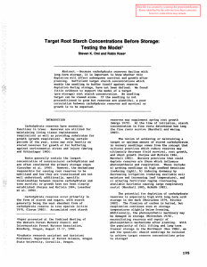 Target Root  Starch  Concentrations Before Storage: Testing the ModeP