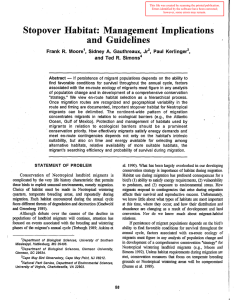 Habitat:  Management  Implications Stopover and  Guidelines -