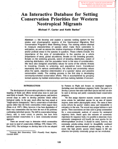 An Interactive Database  for  Setting Conservation Priorities  for Western