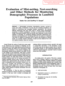 Evaluation of Mist-netting, Nest-searching and  Other Methods  for Monitoring