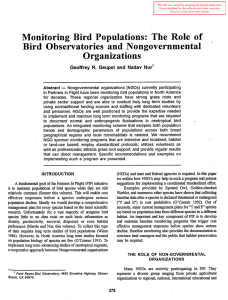 Monitoring  Bird  Populations:  The  Role ... Bird  0bse-kvatories and Nongovernmental Organizations -