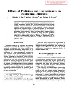 Effects of  Pesticides  and  Contaminants  on Neotropical Migrants -