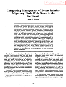 Integrating  Management of  Forest  Interior Northeast -