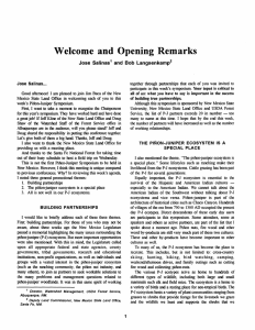 and Remarks Welcome Opening