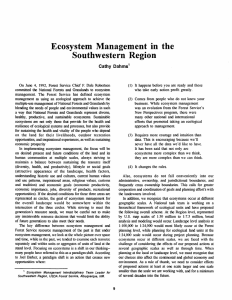 Ecosystem  Management  in  the Southwestern Region Cathy