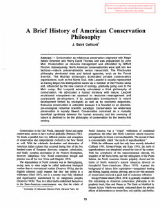 A  Brief History  of American  Conservation Philosophy J.