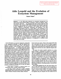 Aldo  Leopold  and  the  Evolution ... Ecosystem  Management Susan  Flader