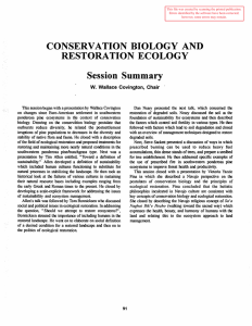 CONSERVATION  BIOLOGY  AND RESTORATION  ECOLOGY Session  Summary