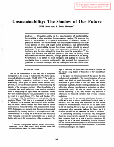 Unsustainability:  The  Shadow  of Our  Future