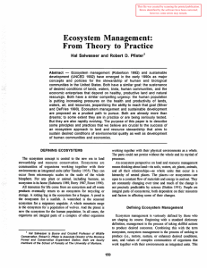 Ecosystem  Management: From  Theory  to  Practice