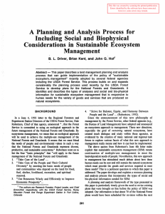 A  Planning  and  Analysis  Process ... Including  Social  and  Biophysical