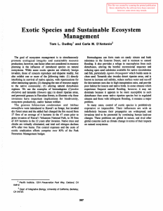 Exotic  Species  and  Sustainable  Ecosystem Management