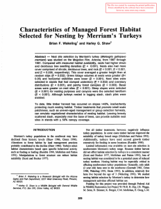 Characteristics  of Managed  Forest  Habitat