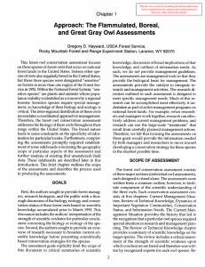 Approach: The Flammulated, Boreal, and Great Gray Owl Assessments Chapter 1