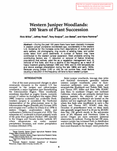 Western Juniper Woodlands: 100 Years of Plant Succession Rick Mlller\ Jeffrey Rose