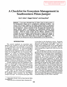 Checklist for Ecosystem Management in Southwestern Pifton-Juniper A Earl