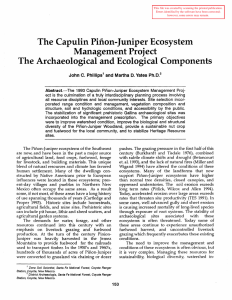The Capulin Pinon-Juniper Ecosystem Management Project The Archaeological and Ecological Components