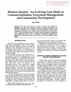 Western Juniper:  An Evolving Case Study in Commercialization, Ecosystem Management,