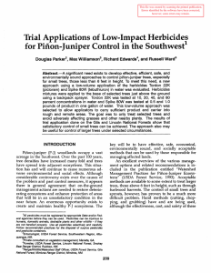 Trial Applications of Low-Impact Herbicides for Pifton-Juniper Control in the Southwest 1