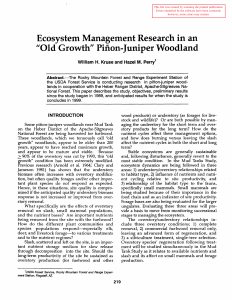 Ecosystem Management Research in an HOld Growth&#34; Pinon-Juniper Woodland