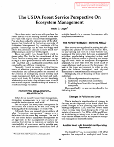 The USDA Forest Service Perspective On Ecosystem Management David G.  Unger1