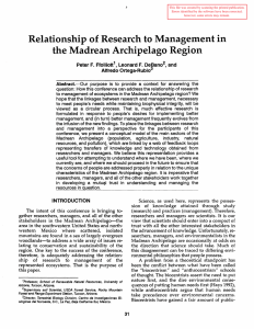 Relationship of Research to Management in the Madrean Archipelago Region and