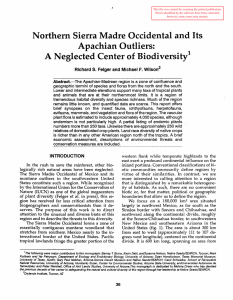Its Apachian Outliers: A  Neglected Center of Biodiversityl Abstract.-