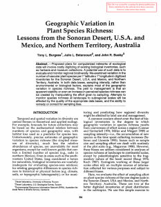 Geographic Variation in Plant Species Richness: Mexico, and Northern Territory, Australia