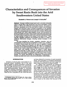 Characteristics and Consequences of Invasion Sweet Resin Bush into the Arid by