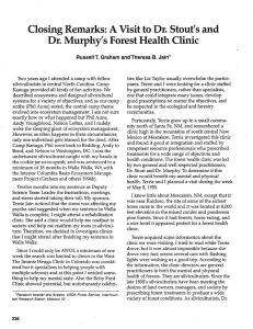 Murphy's Dr. Stout's Closing Remarks: Visit