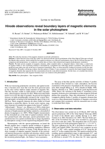 Astronomy Astrophysics Hinode observations reveal boundary layers of magnetic elements