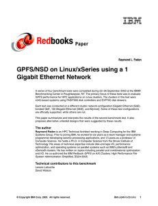 Red books GPFS/NSD on Linux/xSeries using a 1 Gigabit Ethernet Network