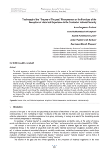 The Impact of the “Trauma of The past” Phenomenon on... Reception of Historical Experience in the Context of National Security