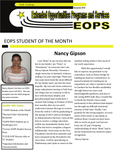 Nancy Gipson EOPS STUDENT OF THE MONTH