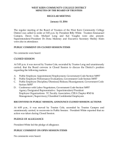 WEST KERN COMMUNITY COLLEGE DISTRICT MINUTES OF THE BOARD OF TRUSTEES