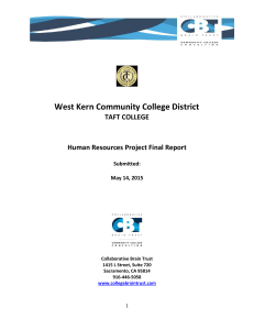 West Kern Community College District TAFT COLLEGE Human Resources Project Final Report