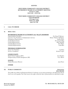 AGENDA  WEST KERN COMMUNITY COLLEGE DISTRICT RETIREMENT BOARD OF AUTHORITY MEETING