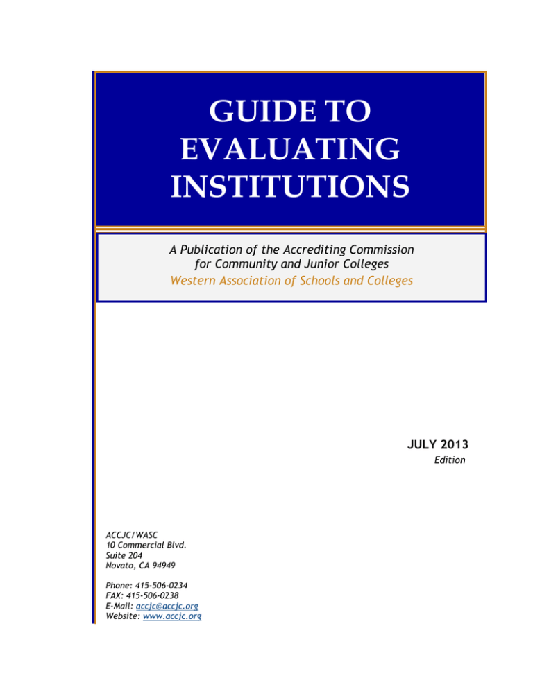 Guide To Evaluating Institutions