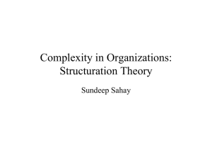 Complexity in Organizations: Structuration Theory Sundeep Sahay