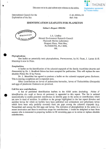 IDENTIFICATION LEAFLETS FOR I&gt;LANKTON s Report 1993/94