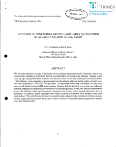 PATTERNS OF POST-SMOLT GROWTH AND EARLY lVIATURATION OF ATLANTIC SALNION (SALHO SALAR)