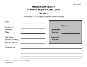 Mexican Ethnosurvey of Family, Migration, and Labor Date: Final I.D.