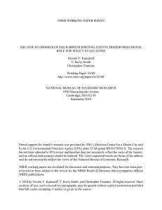 NBER WORKING PAPER SERIES ROLE FOR POLICY EVALUATION