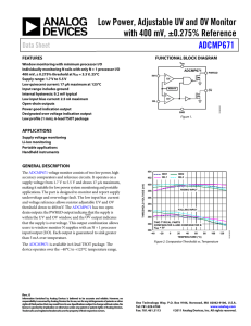 Low Power, Adjustable UV and OV Monitor ADCMP671 Data Sheet