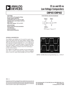 a 23 ns and 65 ns Low Voltage Comparators CMP401/CMP402