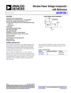 Ultralow Power Voltage Comparator with Reference ADCMP380 Data Sheet