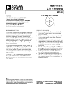 High Precision, 2.5 V IC Reference AD580