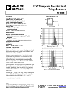 1.25 V Micropower, Precision Shunt Voltage Reference ADR1581