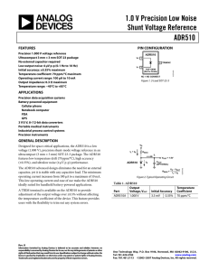 1.0 V Precision Low Noise Shunt Voltage Reference ADR510