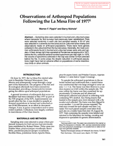 Observations of Arthropod Populations Following the La Mesa Fire of 197']1 F.